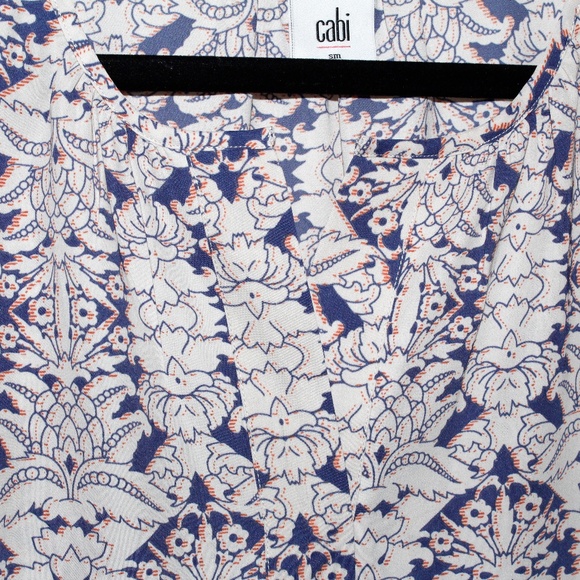 Cabi Flutter Sleeve Damask Print Blouse - Picture 7 of 16